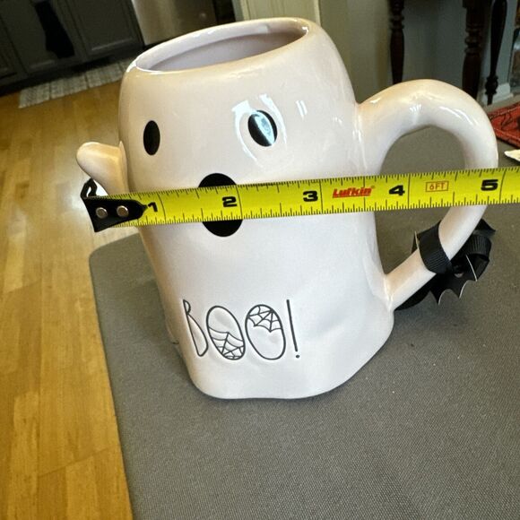 Rae Dunn Light Pink Ghost Coffee Tea Cup Mug Boo and Spiderwebs NWT Halloween - Picture 5 of 6